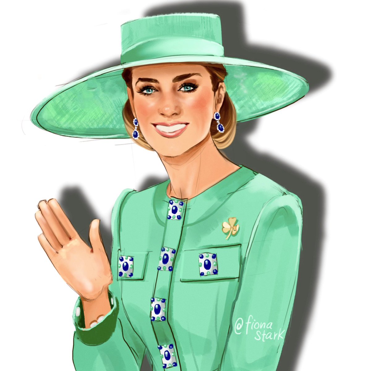 Gorgeous Princess Catherine at Trooping the Colour 2023 💚☘️ #PrincessCatherine #Windsor #TroopingTheColour2023 #RoyalFamily #BritishRoyalFamily #PrincessOfWales #art @KensingtonRoyal @RoyalFamily