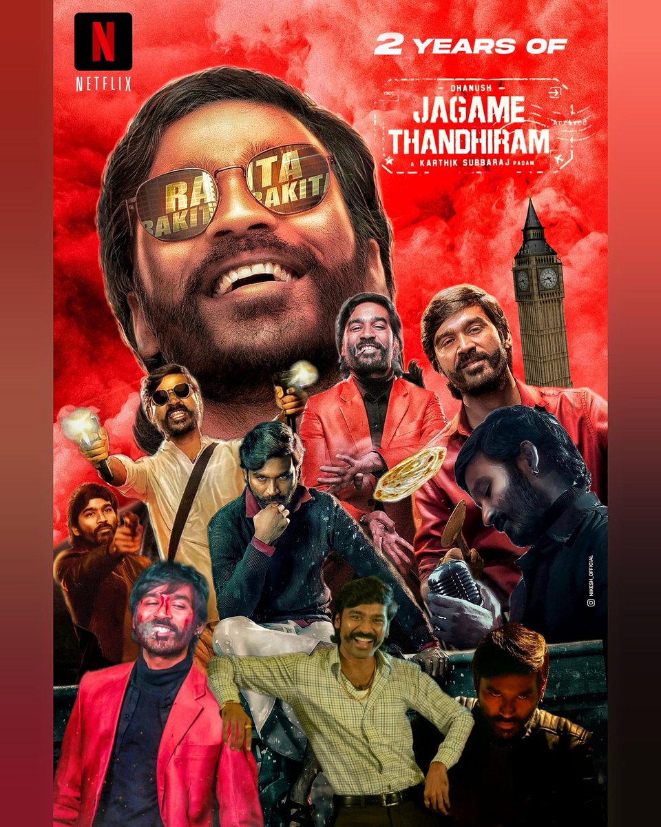 My poster design! #2YearsOfJagameThandhiram ❤
@dhanushkraja @karthiksubbaraj @Music_Santhosh @NetflixIndia @SonyMusicSouth