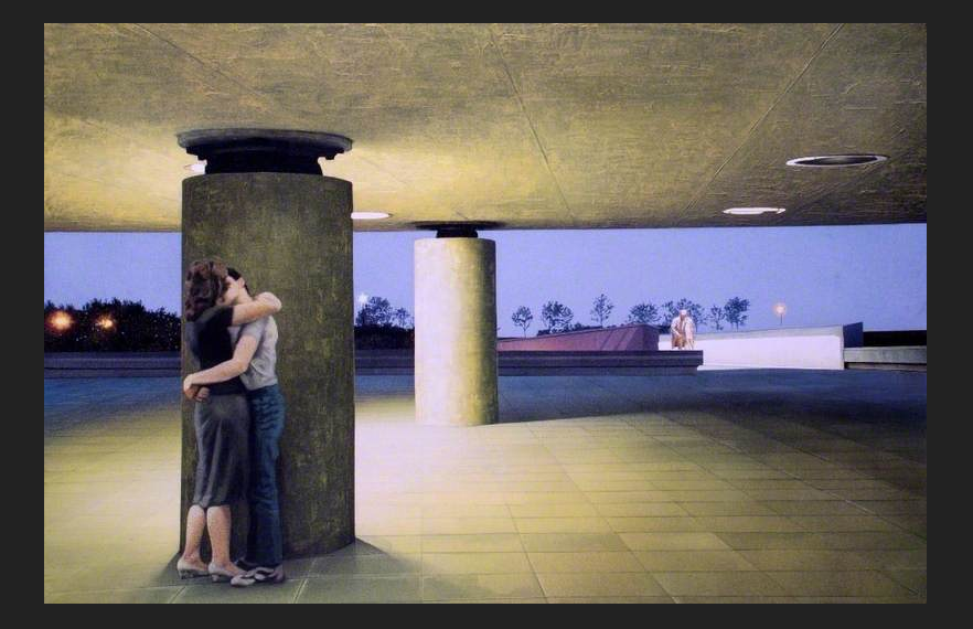 Artists Boyd &amp; Evans were commissioned to make work by the Milton Keynes Development Corporation in the 1980s.
We were delighted to loan their painting Underpass from our collection for the current <a href="/MK_Gallery/">MK Gallery</a> exhibition (open  until Sep 17). MK residents can visit for £1.