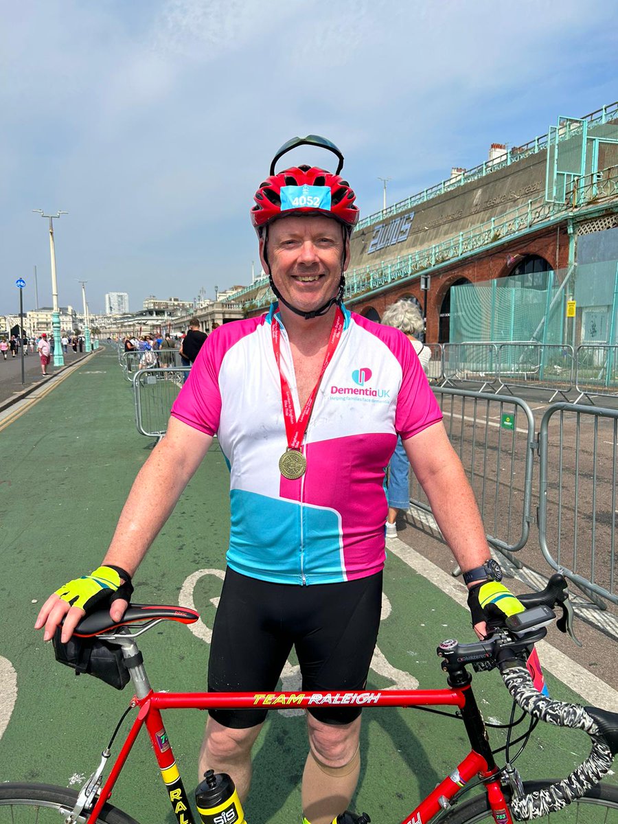 DementiaUK's tweet photo. Well done to all of our amazing cyclists who have crossed the finish line at #LondonToBrighton !  #TeamDementiaUK #DoItForDementiaNurses https://t.co/t2NWluoWRn