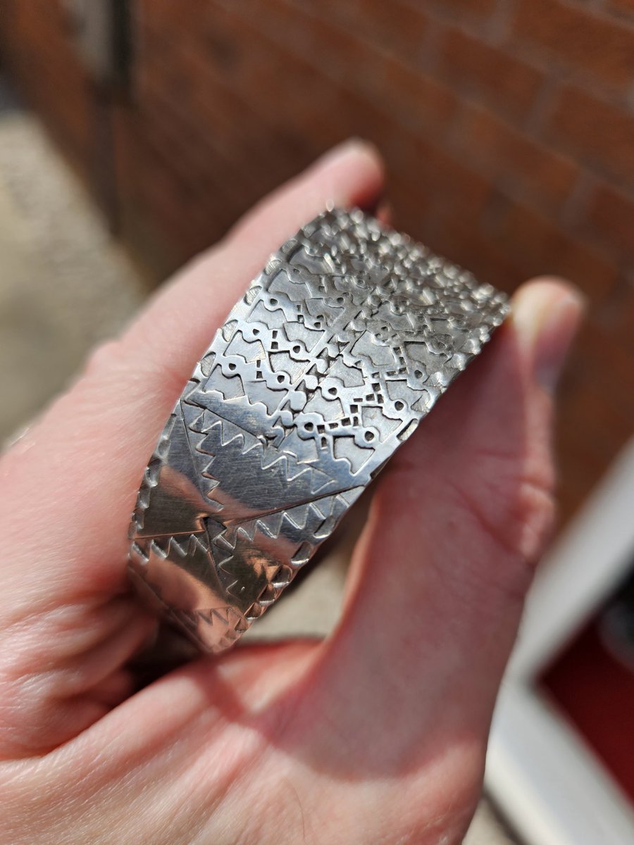 HorneSupremacy's tweet image. A Galloway Hoard-inspired silver arm-ring I made (with a LOT of help, time, kindness, more help, advice, learning and help) with the brilliant @eblueaxe!