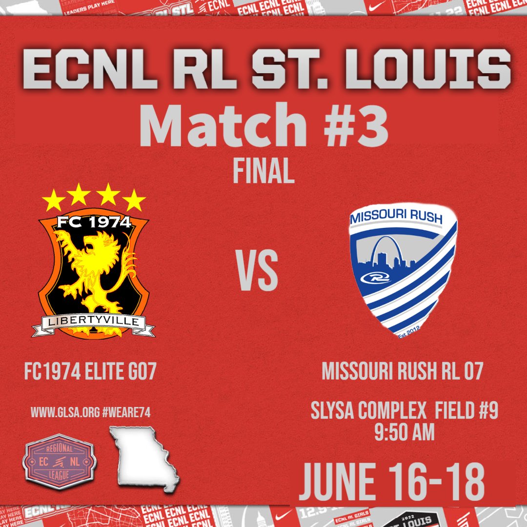 Winner moves on to <a href="/ECNLgirls/">ECNL Girls</a> RL Nationals. We got this!!  #WEARE74 <a href="/FC1974GLSA/">GLSA FC 1974 Libertyville</a> <a href="/CoachBMancill/">Bryan Mancill</a> <a href="/Smileski17/">Srgjan Smileski</a> <a href="/AStateSoccer/">Arkansas State Red Wolves Soccer</a> @IUPUIWSOC <a href="/IndStSoccer/">Indiana State Soccer</a> <a href="/UNASoccer/">North Alabama Soccer</a> <a href="/NMU_wsoccer/">NMU Women's Soccer</a> <a href="/BSUBeaverSoccer/">Bemidji State Women's Soccer</a> <a href="/DenisonWSoccer/">Denison WSoccer</a> <a href="/ToledoSoccer/">Toledo Soccer</a> <a href="/EmaDelg20Soccer/">Ema Delgado</a> <a href="/mia_tsigolis15/">mia</a> @KaelynCardwell <a href="/RainaSoccer/">Raina Schmitt</a>