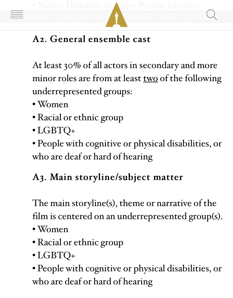 The Oscars has “inclusivity rules” in order to qualify for Best Picture 2024

Films must make “underrepresented” groups 30% of the cast, the main actors, or the plot of the entire storyline