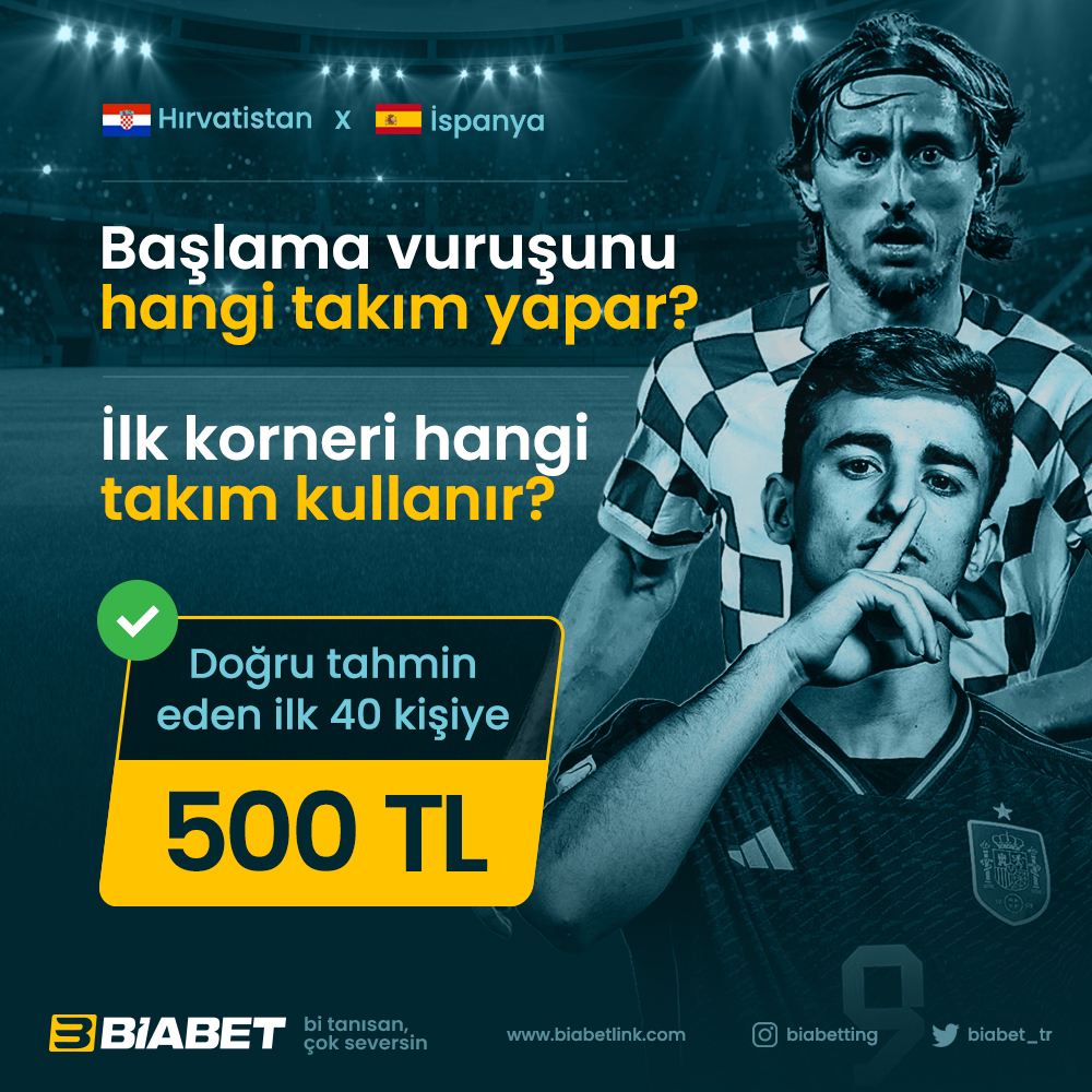 biabet_tr's tweet image. Uluslar Ligi Finaline Etkinlik! ⚡

Hırvatistan🆚İspanya maçında Başlama Vuruşunu Hangi Takım Yapar? ve İlk Korneri Hangi takım kullanır?

İlk 40 kişiye 500₺🎁

👉RT yap 3 kişiyi etiketle    
👉Form açıklamasındaki tüm hesapları takip et

‼Formu doldur: l24.im/a3QeME