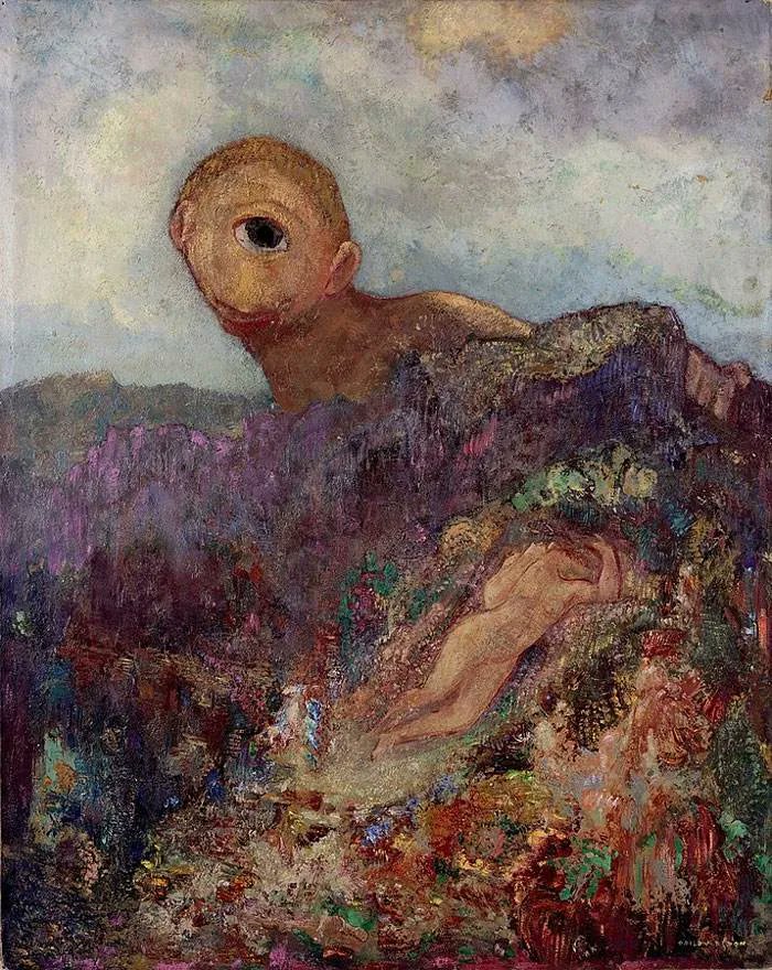 Anyone else find this depiction of a cyclopes really freaky? 
'Le Cyclope' 🎨 Odilon Redon,1914.
#Horror #ArtAppreciation #HorrorArt #Greek #Mythology