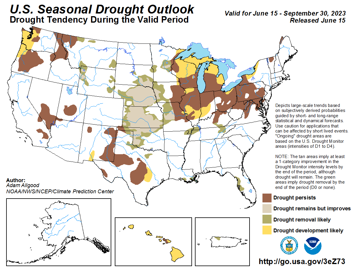 FarmPolicy's tweet image. U.S. Seasonal #Drought Outlook.