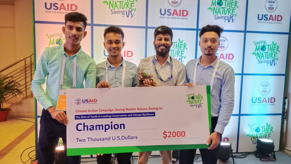 I am very excited to share with you that we  Sharub Youth Team from Shyamnagar, Satkhira secured the first place in the #ClimateAction 
Program organized by @USAID_BD. 

#ClimateCrisis #salinity #watercrisis #coastal #bangladesh