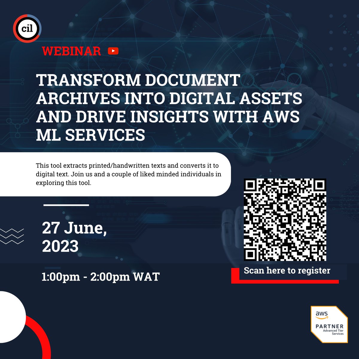 cil_teams's tweet image. Leverage the power of AWS ML services to convert document archives into valuable digital assets and unlock actionable insights
Join our webinar on Amazon Textract and embrace the future of automated document processing on Tuesday, 27 June 2023. #AWSML #AI #Textract #AWS