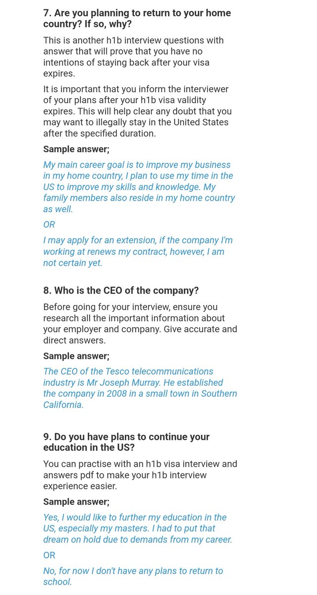 50 H-1B Visa Interview Questions and Answers: Boost your chances with these expert tips! 🗂️ Sharing this valuable resource for aspiring H-1B visa applicants. Help your friends by retweeting and tagging them. Let's support each other! 🤝💼 #H1BVisa #InterviewTips #CareerAdvice