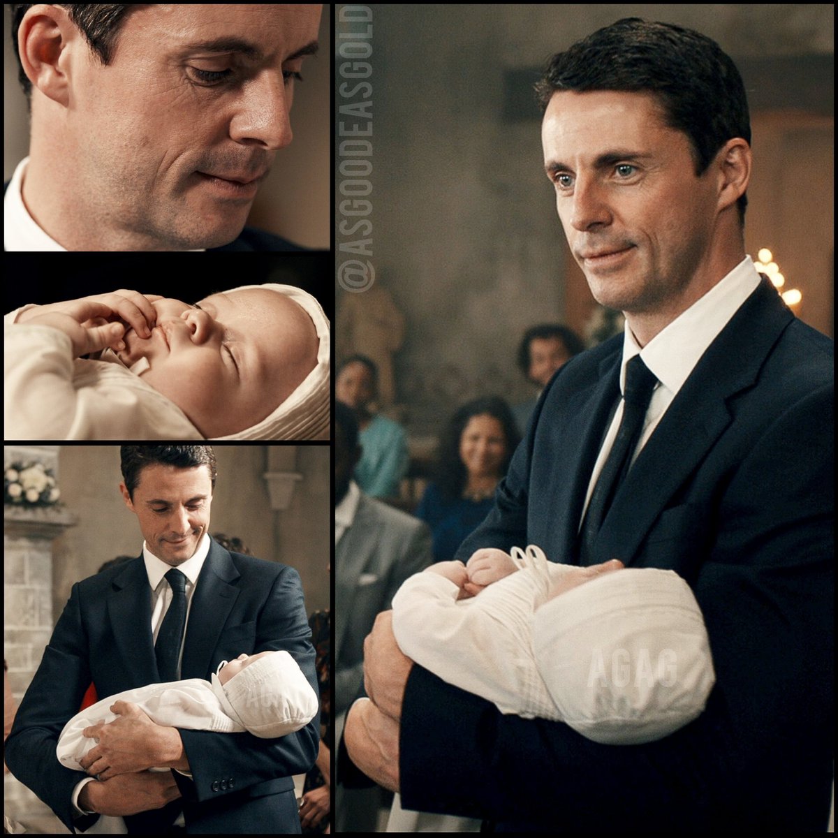 On this Father's Day, Matthew de Clermont holding one of the babeeeez (Rebecca) at the christening. Aw, heart-melty.
More dad cuteness/hotness in GIF ⬇️
#matthewgoode #adow
📷 A Discovery of Witches (2022) s3:05 my edit