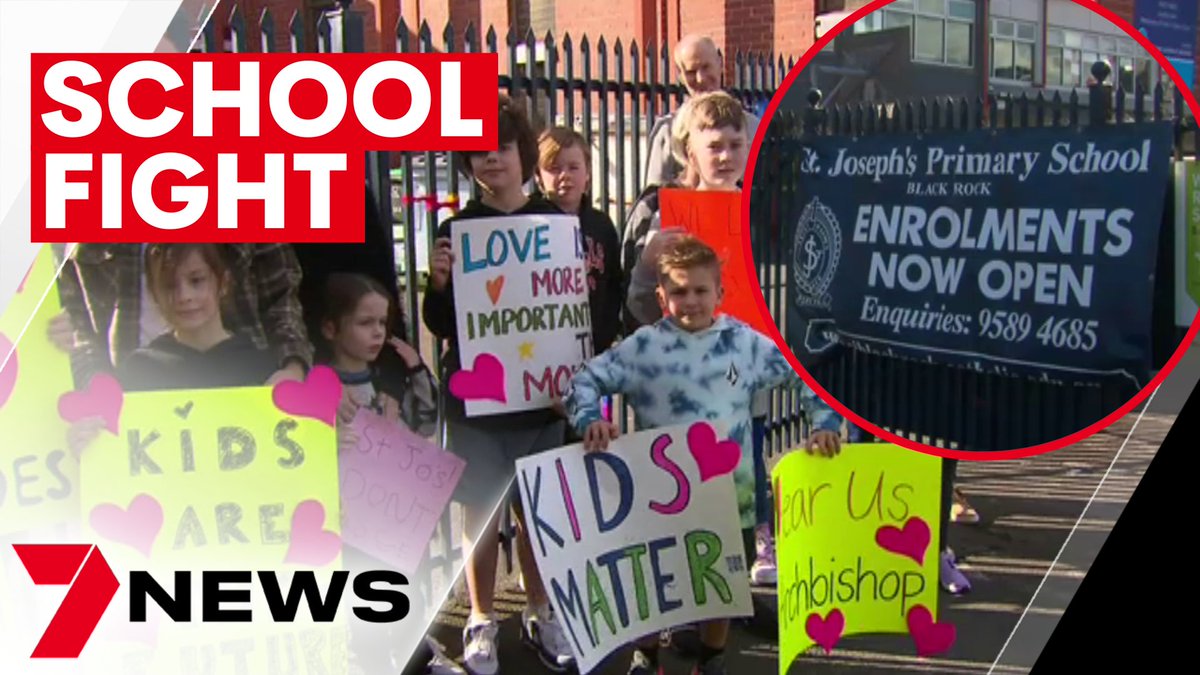 Bayside families are rallying to stop their school in Black Rock from closing. It's one of four catholic primary schools across Melbourne now facing an uncertain future. youtu.be/dGYvRx61V_Y @georgia_bm_ #7NEWS