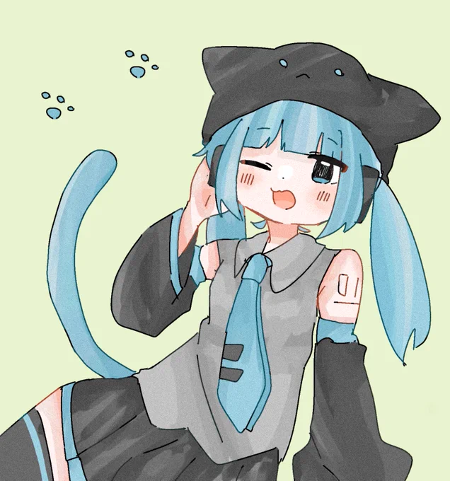 ねこみく   #初音ミク #イラスト
