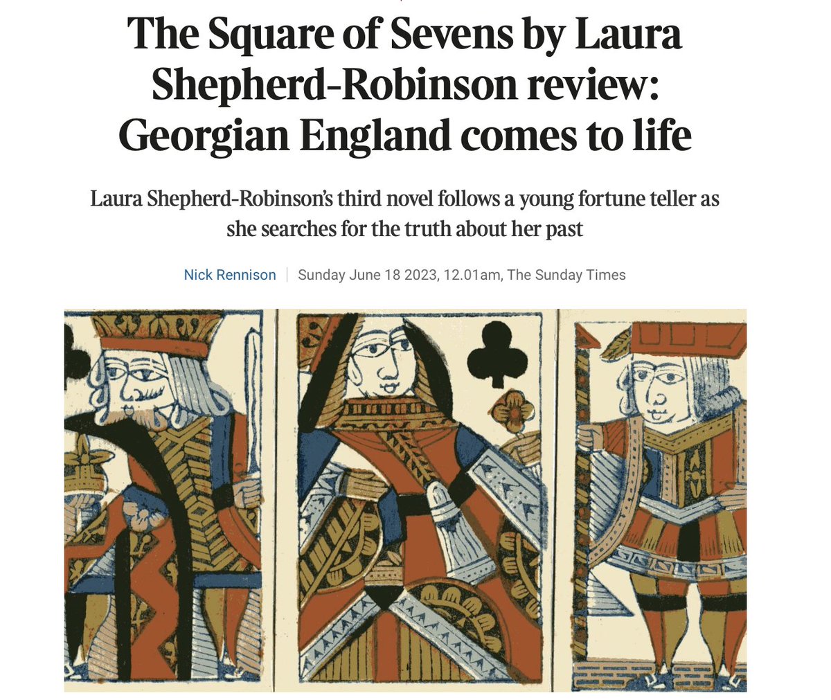 Delighted to see both @essiefox and @NeilBlackmo in Nick Rennison's roundup of the best historical fiction in the Sunday Times, AND a fantastic review for @LauraSRobinson's brilliant Square of Sevens. Some amazing historical fiction being published at the moment.