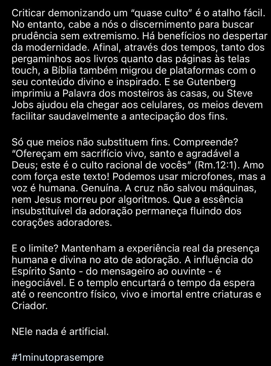 odailson_ucb's tweet photo. O que você acha de um culto de adoração ser completamente conduzido por Inteligência Artificial? #UmMinutoPraSempre #ChatGPT https://t.co/lIAiSMdO5c