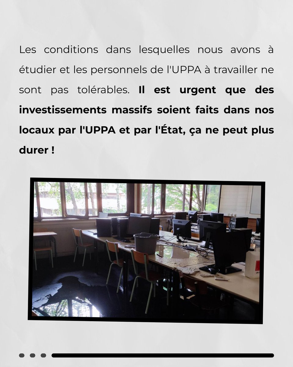 ⛈️ Inondations à l'UPPA : Nos locaux ont besoin d'investissements massifs ⛈️
Le M22M a régulièrement alerté sur l'état inquiétant des infrastructures de notre université. Les dégâts importants causés par les derniers orages confirment la justesse denos alertes. Il faut agir !