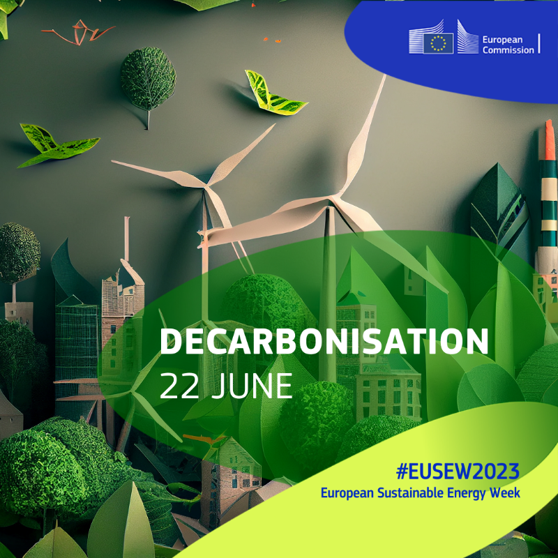 Energy4Europe's tweet photo. From skills to boosting investment in affordable &amp; green energy, day 3⃣ of #EUSEW2023 focuses on #decarbonisation.

Discover sessions on transforming energy infrastructure, boosting #renewables ♻️, empowering #SMEs &amp; so much more!

Register today 👇

#RePowerEU