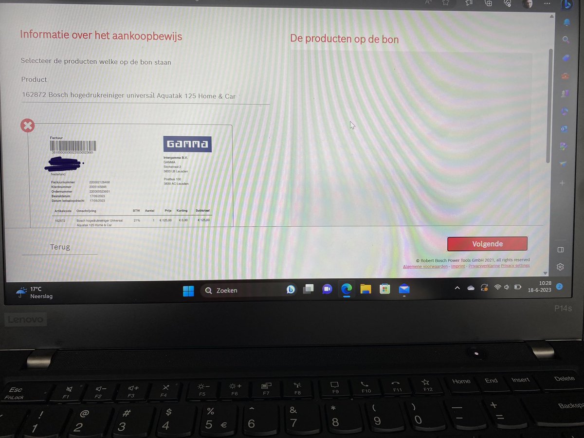Hecirida's tweet photo. @gammanl Hallo Gamma, hoe krijg ik nou toch het product toegevoegd bij de huidige Bosch cashback actie in stap 4. Ik heb van alles geprobeerd…. 🤷🏼‍♂️ https://t.co/f6nUKoSF3i