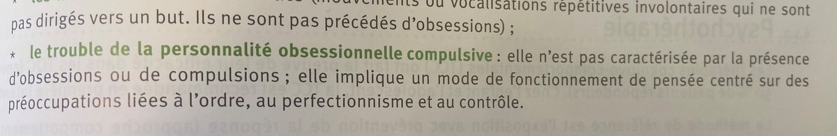 #EdnTocToc <a href="/Littherapeute/">Litthérapeute</a> <a href="/Anthropolegiste/">Psycholégiste ⚖️🧠</a> bonjour,
A la lecture de l'item TOC, je tombe sur la distinction TOC/personnalité OC qui crée une confusion chez moi. 
Si je comprends bien, on parle une d'une personnalité OC mais elle n'a pas d'O ou de C ??