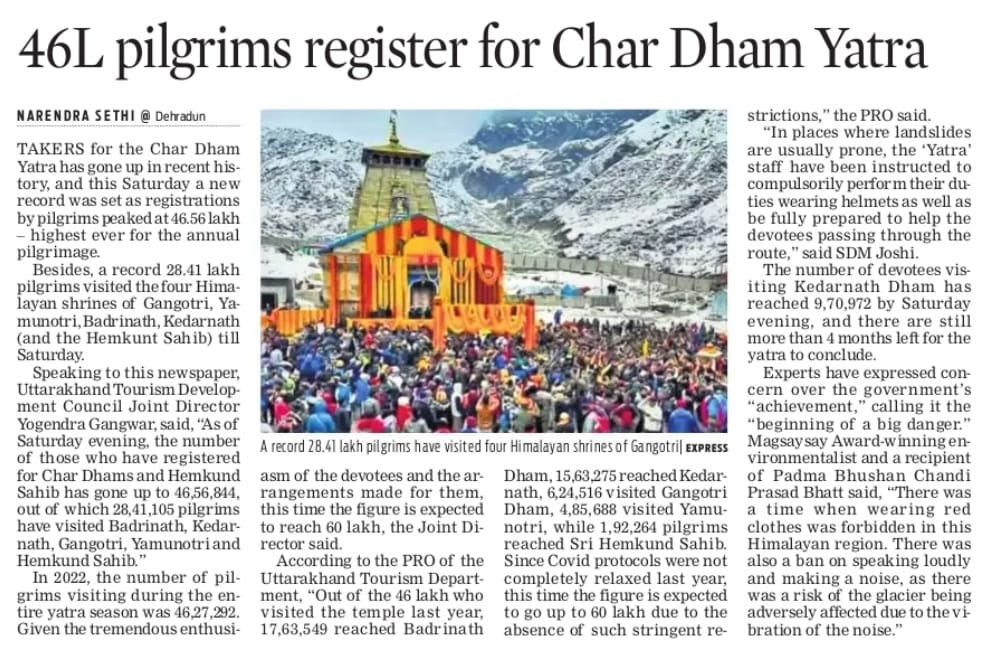 A historic record number of devotees turned up for the #ChardhamYatra amid the enthusiasm of the #Uttarakhand government and the concern of environmentalists. 
@TheMornStandard @NewIndianXpress @santwana99 @Shahid_Faridi_