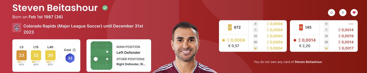 CappedModepicks's tweet image. Anther Capped Mode pick for GW 382 is Beitashour. Beitashour plays for Colorado Rapids. With Abubakar suspended he should have a great chance to start. Colorado Rapids play against the Vancouver Whitecaps at home this GW. He has a Capped Mode cost of 32. #Sorare #CappedMode.