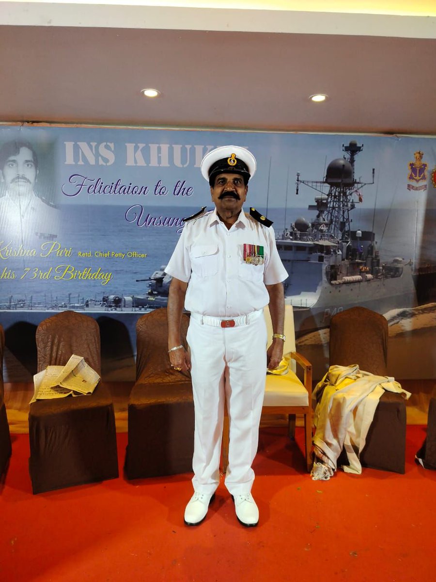 Naval veteran,khukri survivor Sri Krishna Nagesh Puri has celebrated his 73rd birthday yesterday in Belgaum with his family members and Naval friends lives in Belgaum.
Regds
Dr.TVA Thevar
Secretary
VSFCC
INS Adyar