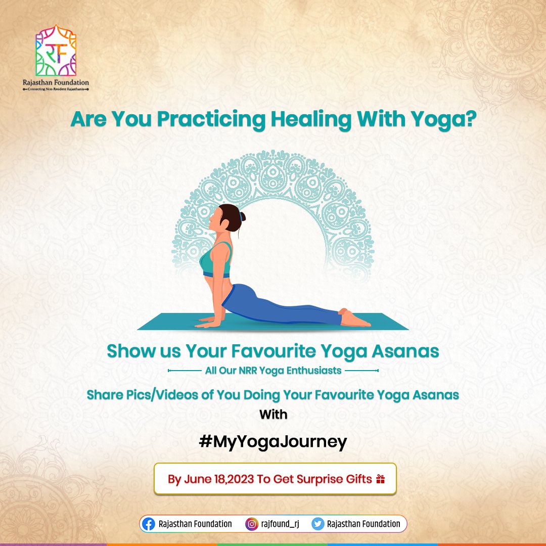 RajFound's tweet photo. Are you a Rajasthani Pravasi who loves yoga?
Join our #MyYogaJourney contest and share your yoga journey with us!
We want to know how yoga has impacted your life and transformed you. The lucky winners will receive surprise gifts from us.
#YogaContest #Yoga #NRI #Diaspora https://t.co/STI0Bw7fFK