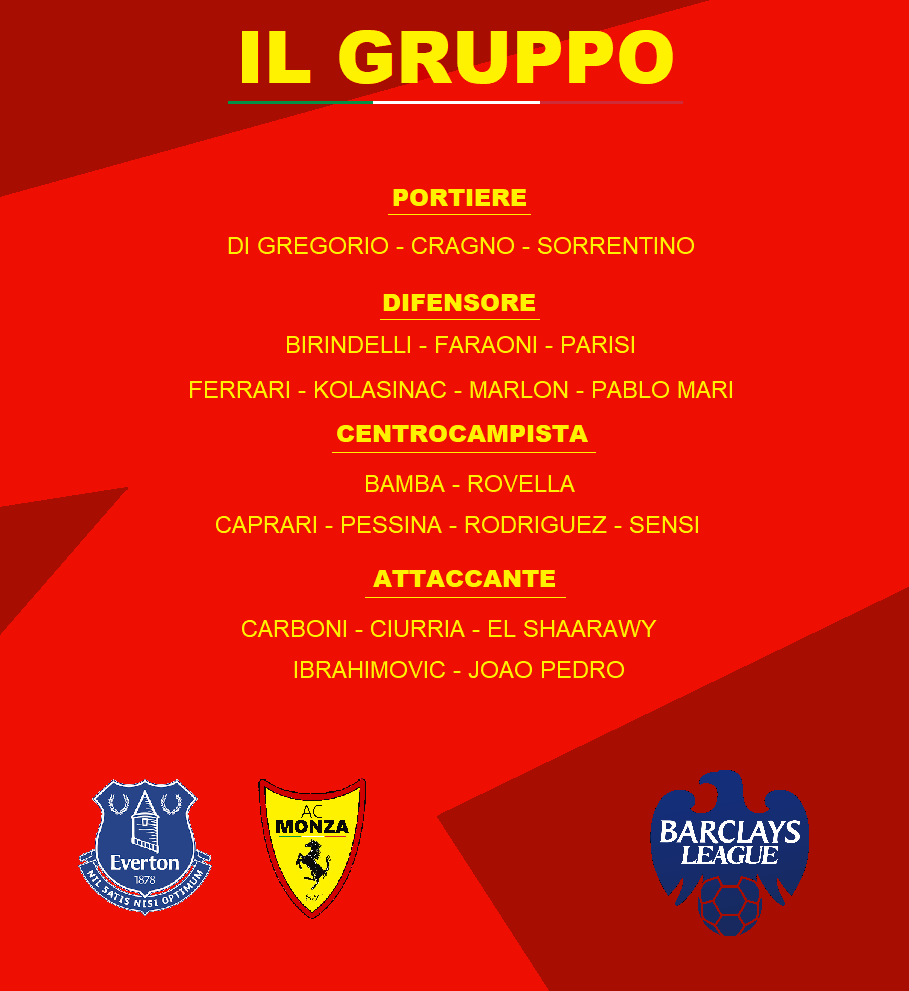 ACMonzaFerrari's tweet photo. Le groupe pour ce déplacement à Everton !! 🔥🔥
⬅️ Maggiore - Bulat - Petagna
➡️ Marlon - Pessina - Sensi
#BarclaysLeague | #EVEACMF | #ACMonzaFerrari https://t.co/YpHm1DXpzl