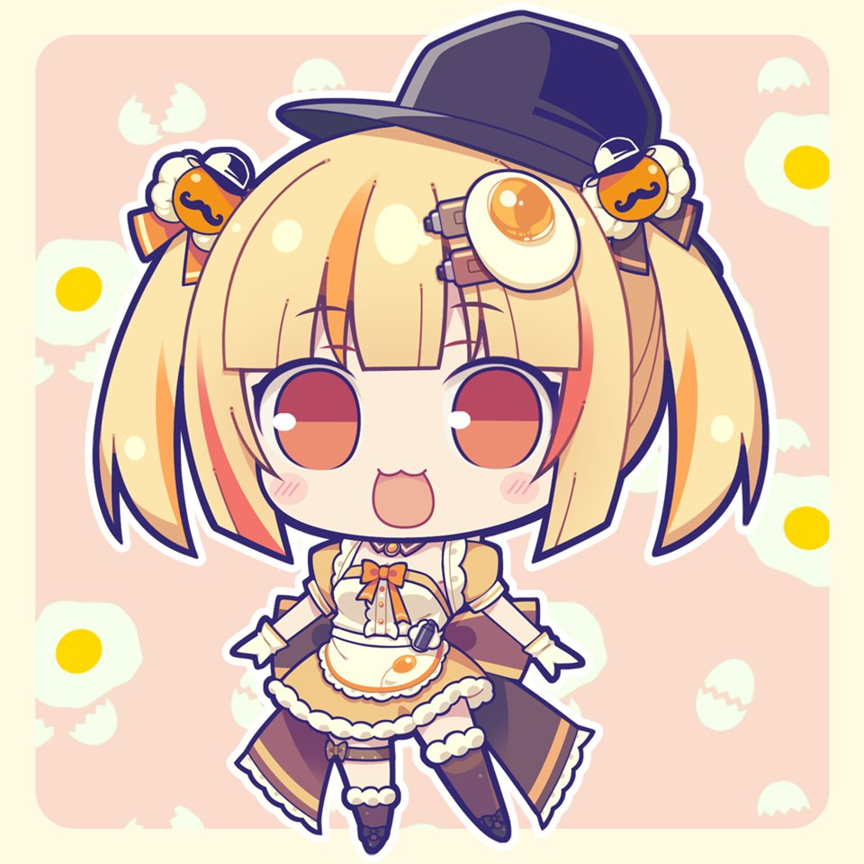 1girl solo food-themed hair ornament chibi twintails hair ornament hat  illustration images
