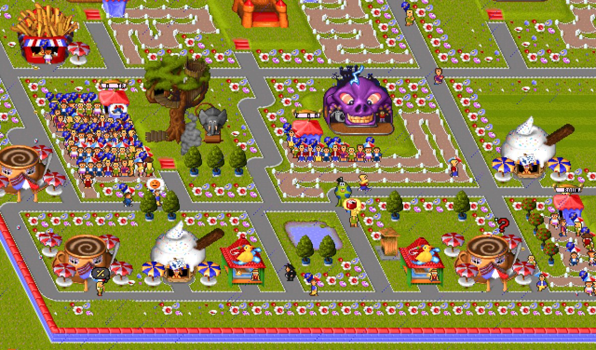 Quizás no fuese el que mejores gráficos tenía, ni su IA era la mejor o tal vez tuviese algún que otro bug, pero lo que me pude viciar al Theme Park con mi 486 DX4 100Mhz no fue normal. Simplemente me hipnotizaba.