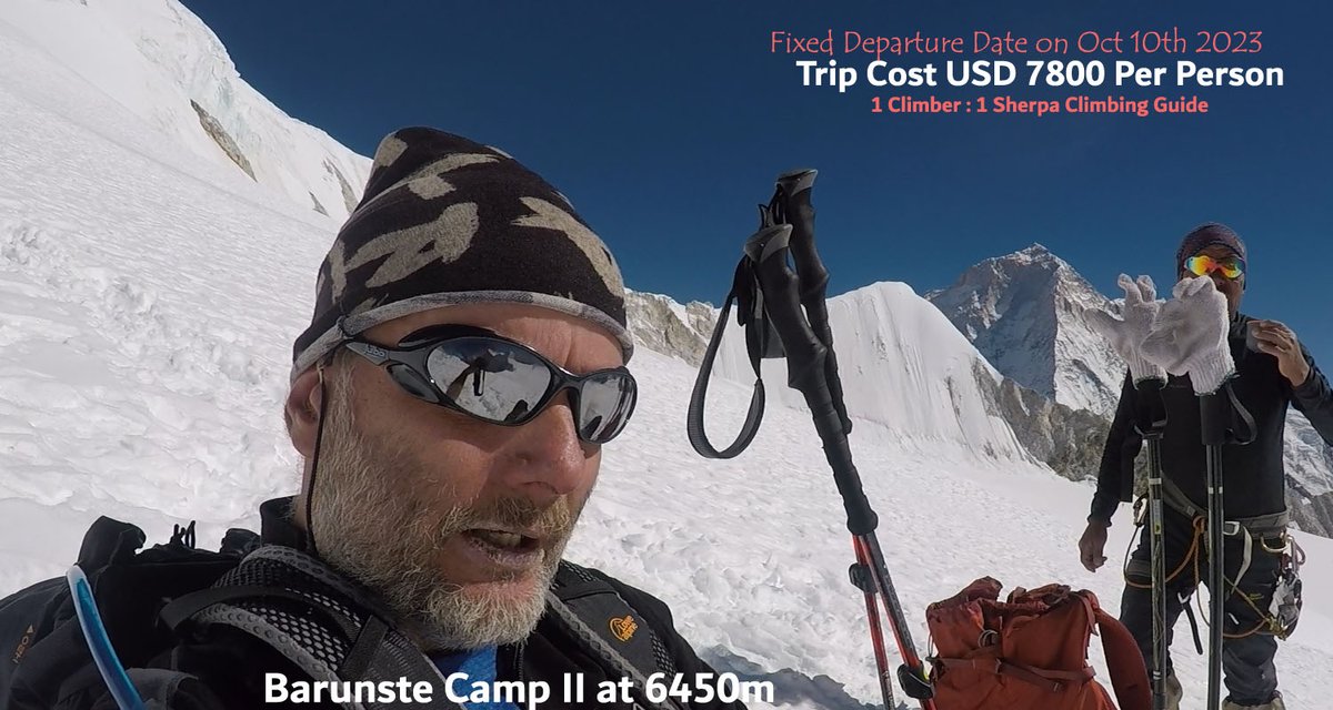 Barunste Expedition 2023

Do you want to climb the Barunste expedition on 10th October 2023? 
We acclimated 6476m Mera peak then only we make processed the 7126m Barunste Expedition. #BarunsteExpedition #BarunsteClimbing #AnnapurnaFoothillsTreks 
annapurnafoothills.com/baruntse-exped…
