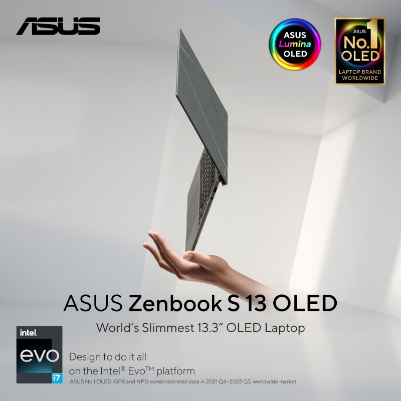 ASUSEgypt's tweet photo. انتاجية اعلى ،مجهود أقل مع ASUS Zenbook S13 OLED ، القوة والأناقة في جهاز واحد.
أنحف لابتوب OLED مقاس 13.3 بوصة في العالم
#ASUSZenbookS13OLED #ZenbookS13OLED #S13OLED #ASUSOLED #ASUSLuminaOLED #ASUSEgypt