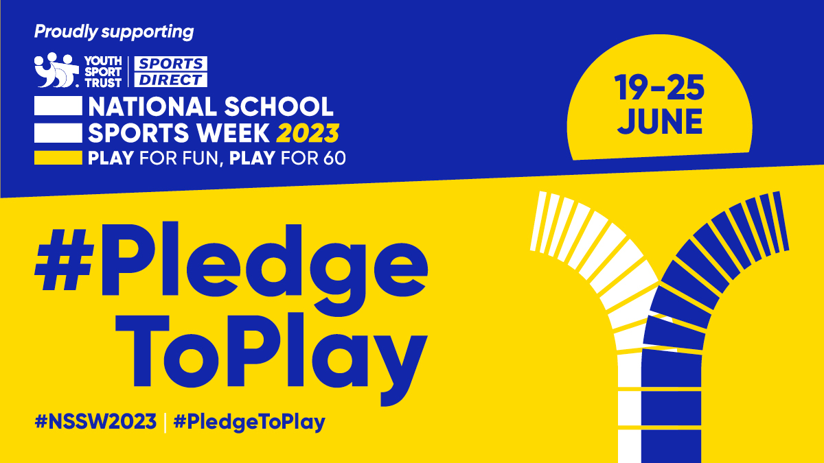 National School Sports Week 2023 starts tomorrow. By making the #PledgeToPlay, you can help <a href="/YouthSportTrust/">Youth Sport Trust</a> spread the word about the importance of physical activity in children’s lives – and have some fun too!
👉 bit.ly/3Lx6SmC
#NSSW2023
#PlayforFunPlayfor60