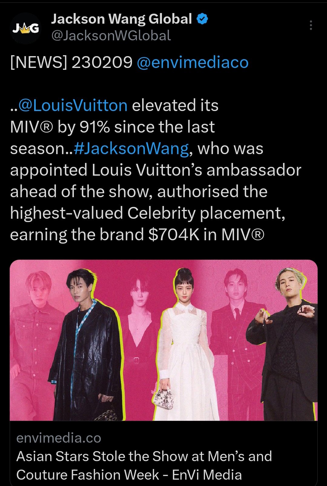 Louis Vuitton names Jackson Wang as latest brand ambassador