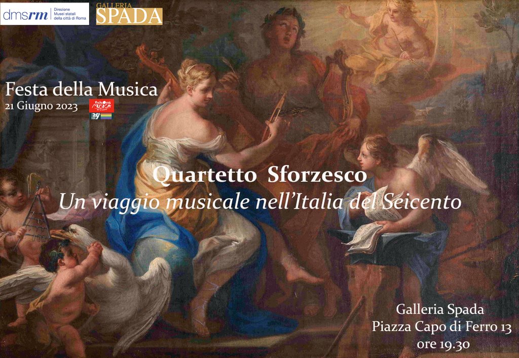 galleriaspada's tweet photo. Festa della Musica - Mercoledì 21 giugno h.19.30
Appuntamento nelle antiche sale della Galleria Spada per le sonate di #ArcangeloCorelli, Pietro Sanmartini e altri autori italiani del Seicento.
Esegue il Quartetto Sforzesco di Milano
Prenotazione obbligatoria:06.6832409🎶
DM2023 https://t.co/HHohMP2Lev