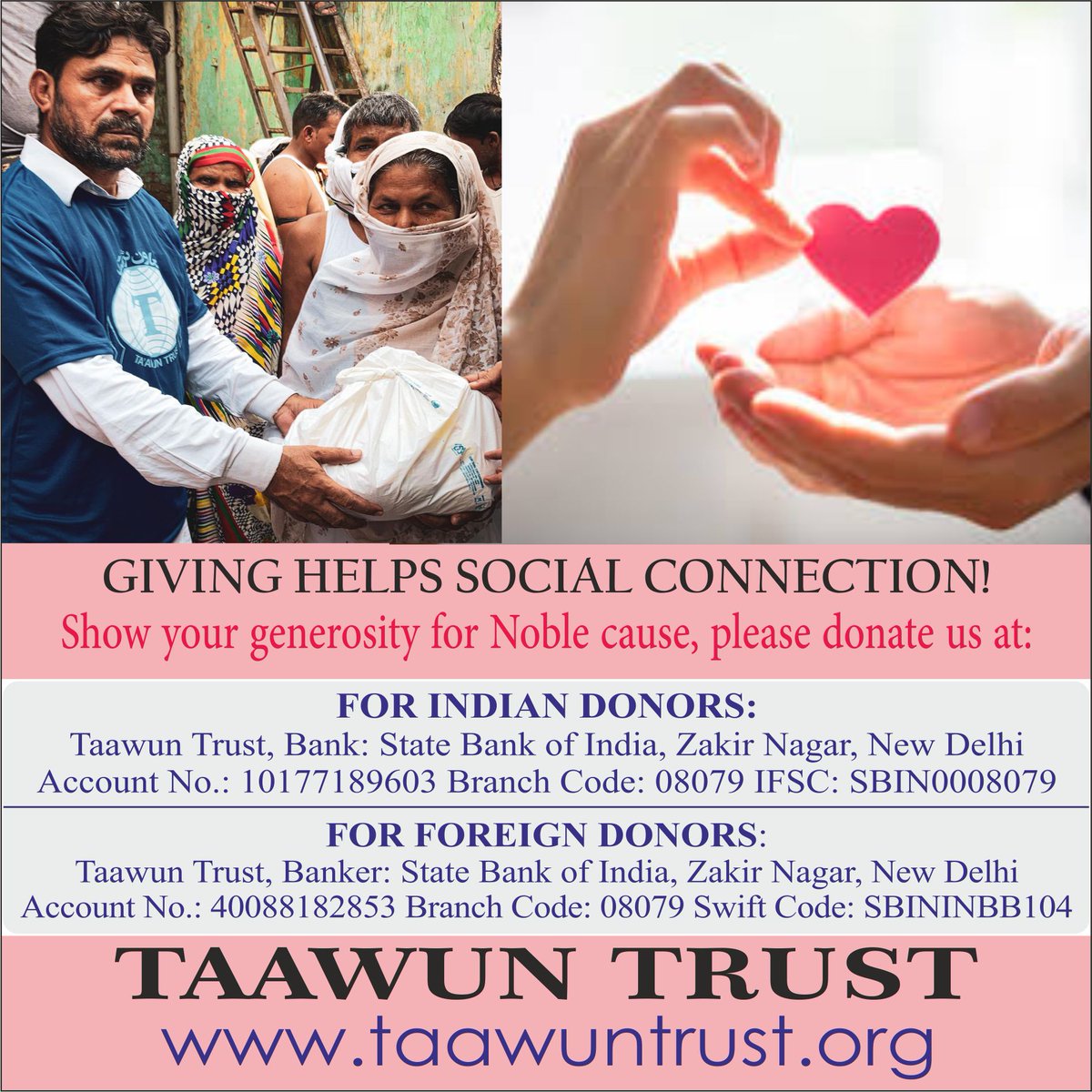 TaawunT's tweet photo. Charity is the bridge that connects hearts. Join us for the Spirit of Giving! Please donate at: https://t.co/yKQh5UQFJ9
#Contribute #Help #socialcause #Redcross #Canada #NayelNassar #indiansincanada #RedCrossYouth #unitedstates #SABIC #سابك #indiansincalifornia #arabdotorg https://t.co/RZdU0tlaE7