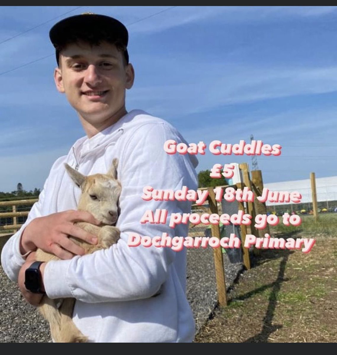 DochgarrochP's tweet photo. Before or after you get your car washed pop along to our neighbours to get your goat cuddles. Plus dad get in for free today. https://t.co/SR0q69xPnC