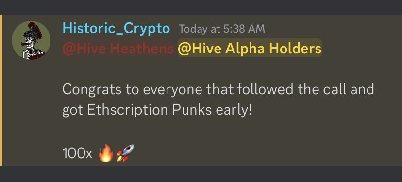 Just a casual 100x return in our shared discord w/ <a href="/HiveAlpha/">The Hive</a> 🔥
