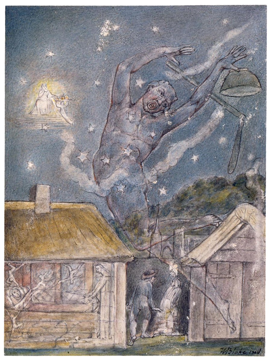 autumnrosewell's tweet image. WILLIAM BLAKE AND FAIRIES🧵
In 1802, after moving to Felpham, William Blake wrote that trees and fields around his cottage were “full of Fairy elves.” This illustration for Milton L’Allegro V appears to be his Felpham cottage, with Queen Mab, Fairies, and a Goblin #FolkloreSunday