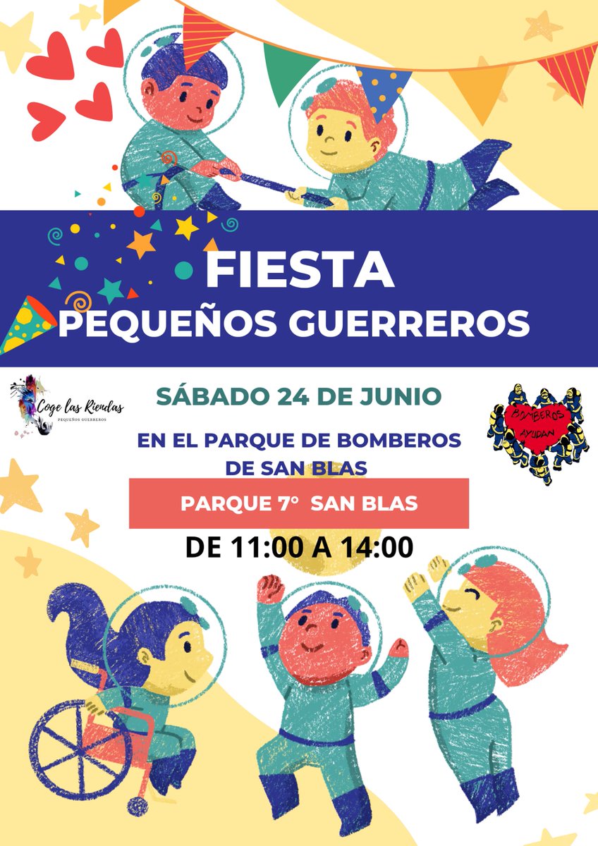 Ya está aquí nuestra fiesta de pequeños guerreros 🧑‍🚒
El próximo sábado 24 de junio, en el parque de bomberos de san Blas
Av. De Hellín 52 (Madrid)
Ven a disfrutarlo con nosotros ♥️♥️