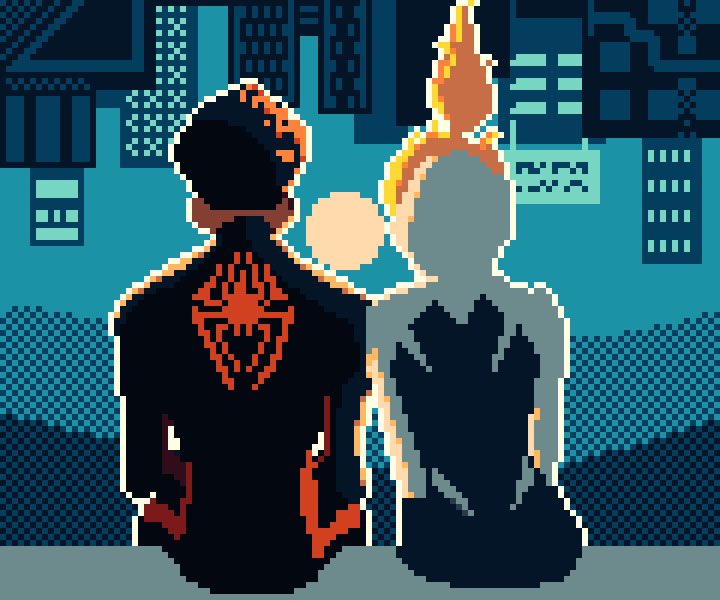 eggwinkjr's tweet photo. saw #AcrossTheSpiderVerse  yesterday after dodging spoilers waiting for the Japan release. so so good!

#pixelart #ドット絵 https://t.co/NQ8MB9G8zj