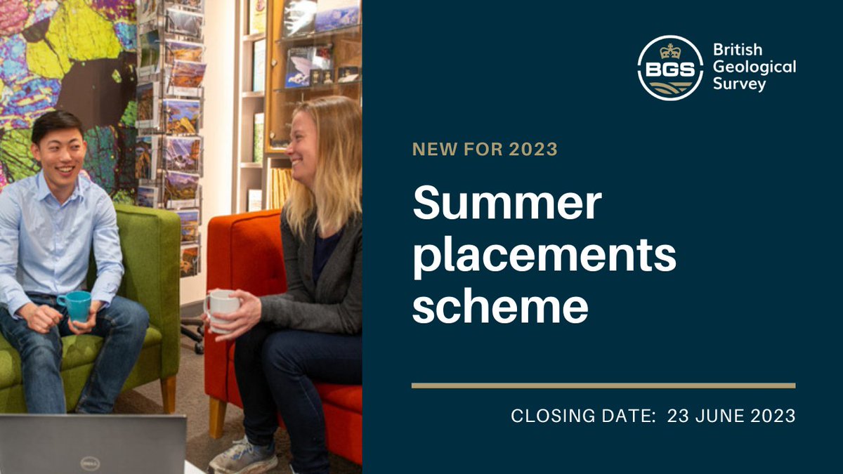 BritGeoSurvey's tweet image. Are you contemplating a career in geology?   We&apos;re trialing a new summer placements scheme in partnership with @UniofNottingham.

There are four paid student placements available.  But hurry! The closing date for applications is 23 June 2023 👇

bgs.ac.uk/news/summer-pl…