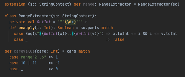 I wanted to have use similar syntax in Scala as Kotlin's "when in range", so I hacked this up.