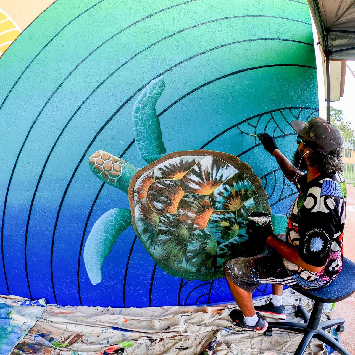 Painting at a school in Townsville. #painting #mural #StreetArt #turtle #art
