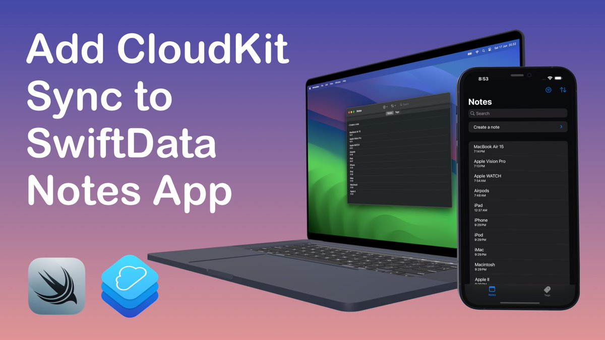 alfianlosari's tweet image. I just published a new video! SwiftData | Add CloudKit Sync to Notes SwiftUI App youtu.be/Envpr8UAgYk
#swiftdata #iosdev #SwiftUI