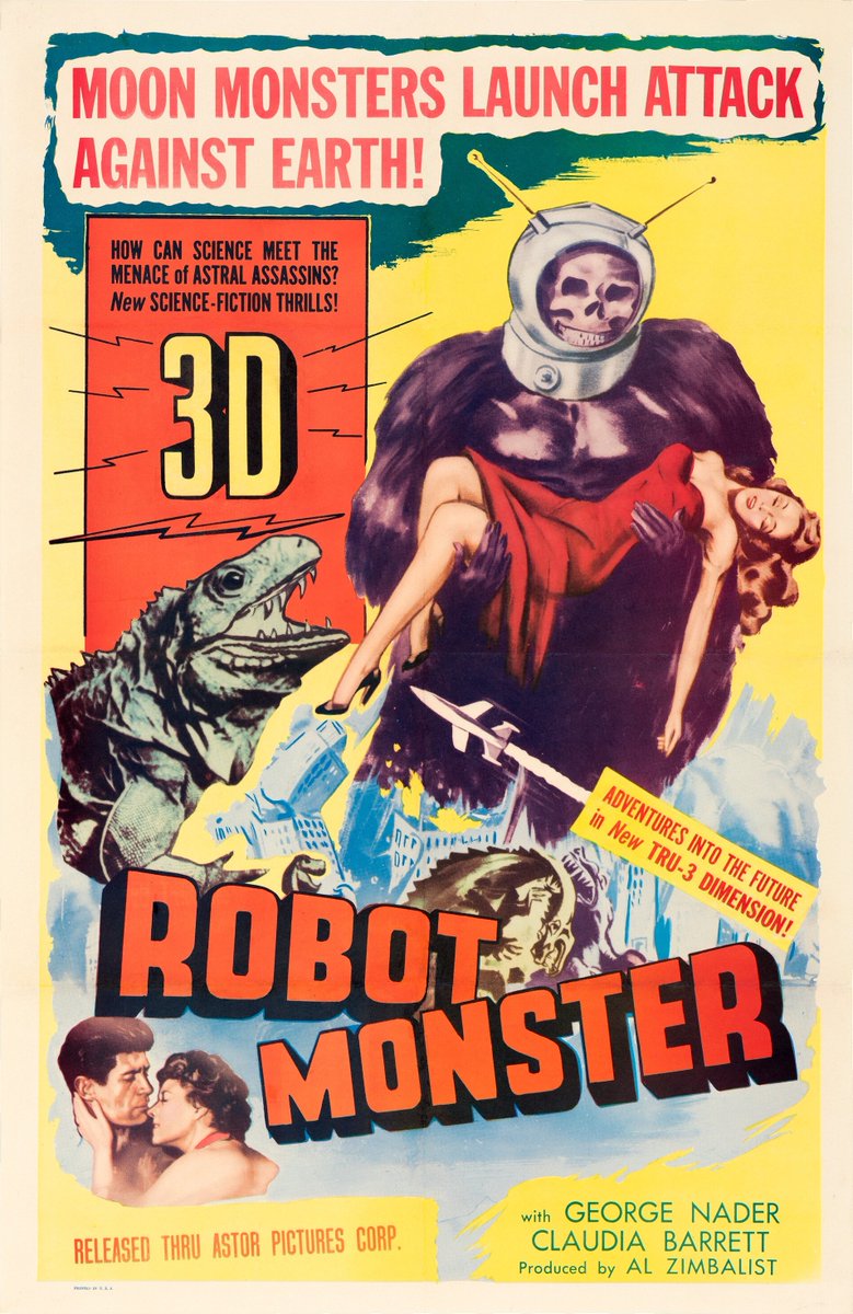 Terror_By_Night's tweet image. Robot Monster (Astor Pictures, 1953)
One Sheet (27&quot; X 41&quot;) 3-D Style.
.
#TerrorByNight #RobotMonster #ClassicHorror #VintageHorror #MonsterKid #ClassicSciFi
.