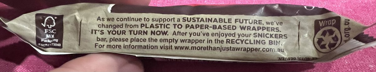 🇦🇺Tim Parsons (@timparsons) on Twitter photo Awesome to see <a href="/MarsWrigley/">Mars Wrigley</a> introduce (quite tough) #paper food product wrappers eliminating plastic! The whole vast #FMCG packaging area is so ripe for disruption, this is great to see - thank you and congratulations 👏🌏🌱🚀 Awesome to see <a href="/MarsWrigley/">Mars Wrigley</a> introduce (quite tough) #paper food product wrappers eliminating plastic! The whole vast #FMCG packaging area is so ripe for disruption, this is great to see - thank you and congratulations 👏🌏🌱🚀