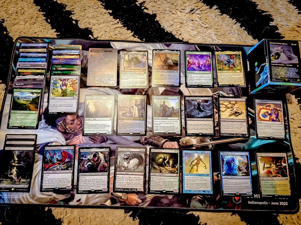 iamjohnnyisrael's tweet photo. Part of my haul from this weekend from prerelease at @KokomoTier1 and then #cfindy with @PastimesEvents plus a #MTGxLOTR bundle from the prize wall and +$100 in trade stuff I acquired for @jayisbadatmagic. Shout out to everyone I spoke with @averusfinch @mathilljr @danaroach https://t.co/7TDilFE2ch