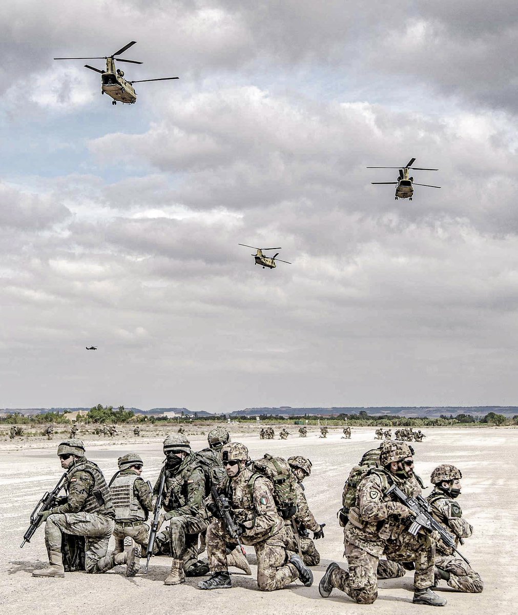 NATO's tweet image. An 🇮🇹 Italian parachute brigade practice airborne operations in 🇪🇸 Spain

#NATO Allies train and exercise together on land, air and sea to test and maintain our readiness and ability to defend