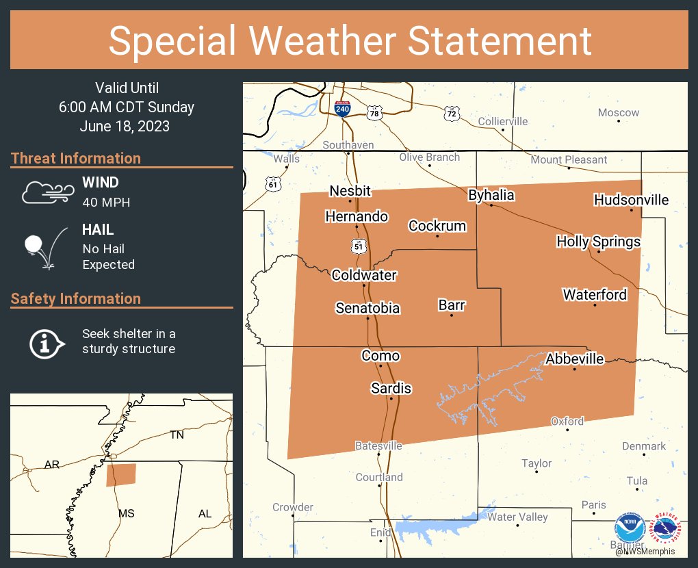 NWS Memphis on Twitter "A special weather statement has been issued