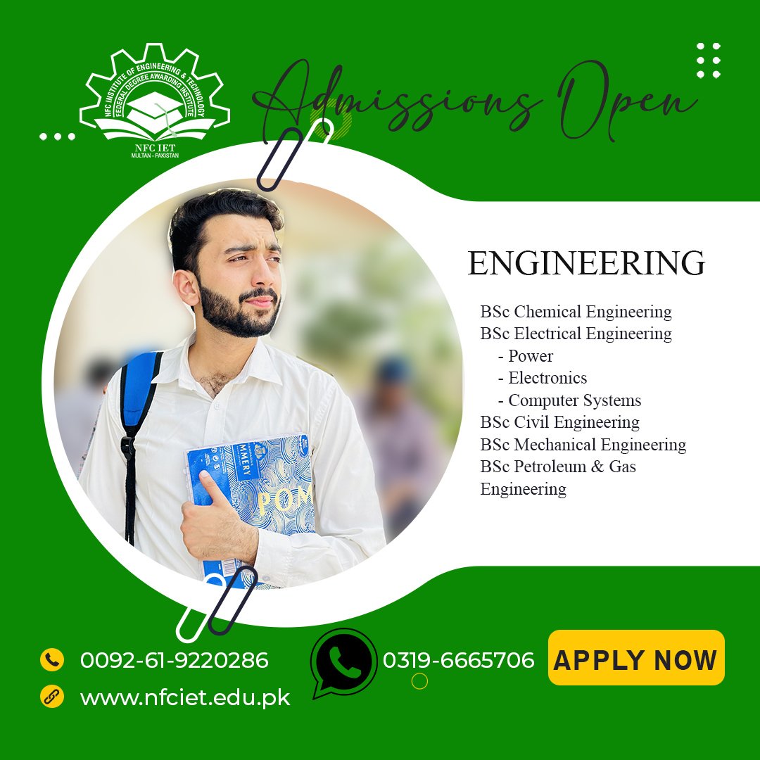 nfciet's tweet photo. #admissions open. 
Apply now https://t.co/bjZhwbP67p